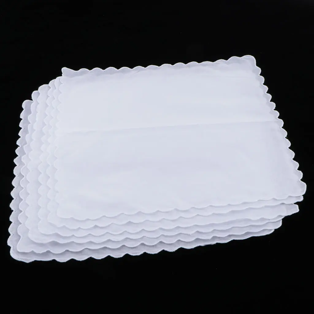   Cotton White Handkerchiefs Hanky Pocket Square for Men Women 28x29cm