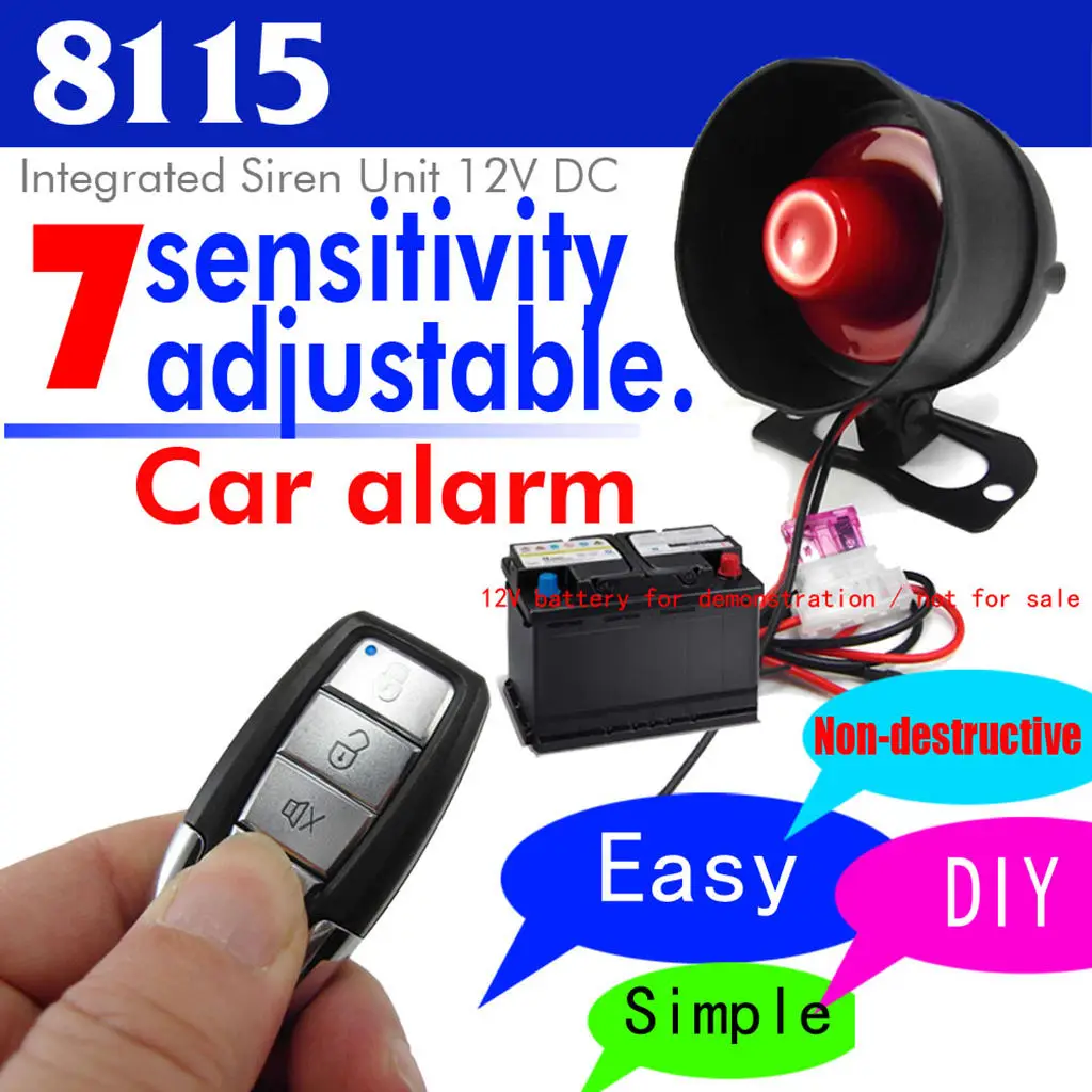 Car Vehicle Alarm Protection Security System With 2 Button Remote Control High reliability and quality burgular system
