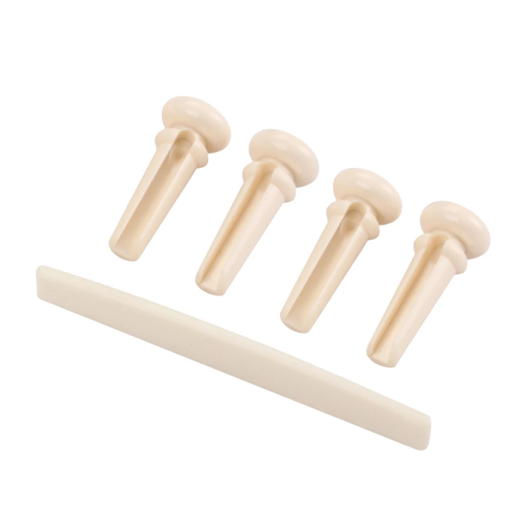 4pcs Plastic Acoustic Bridge Pins+Saddle Acoustic Bass Guitar Replacement for Beginner Music Lover Gift