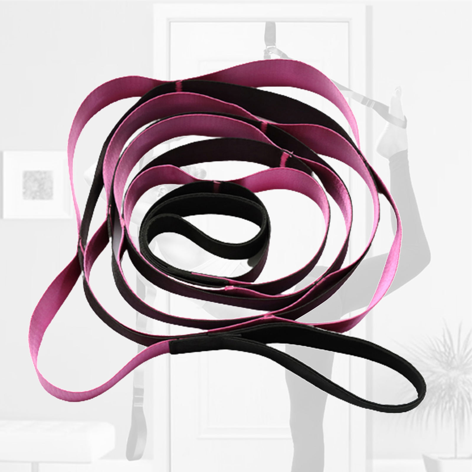 Stretching Strap - 12 Loops Non-Elastic Stretch Strap, Perfect Home Workout Stretching Out Strap for Yoga, Pilates, Dance