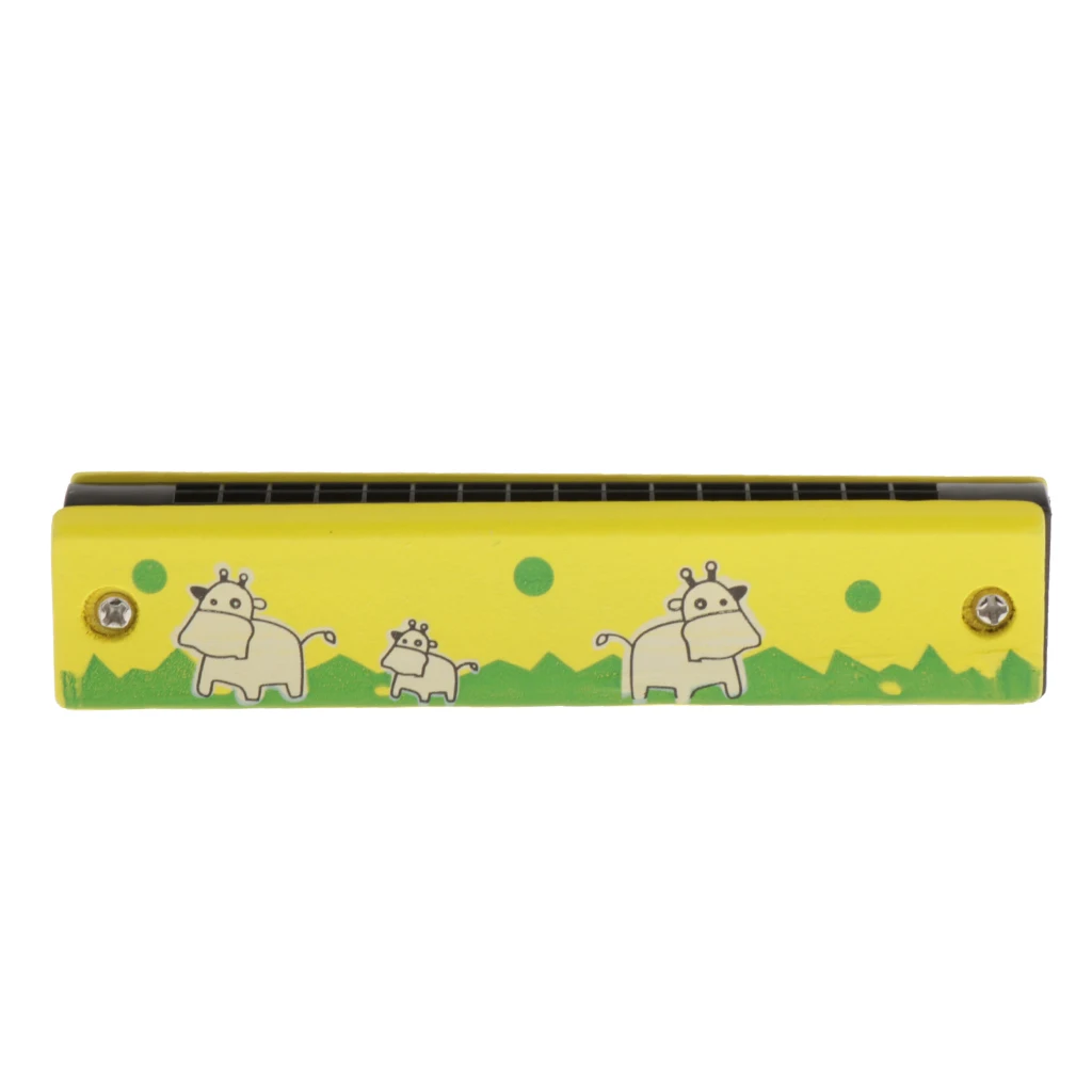 Harmonica Children's wooden painting Double Row Sixteen Hole Accordion Musical