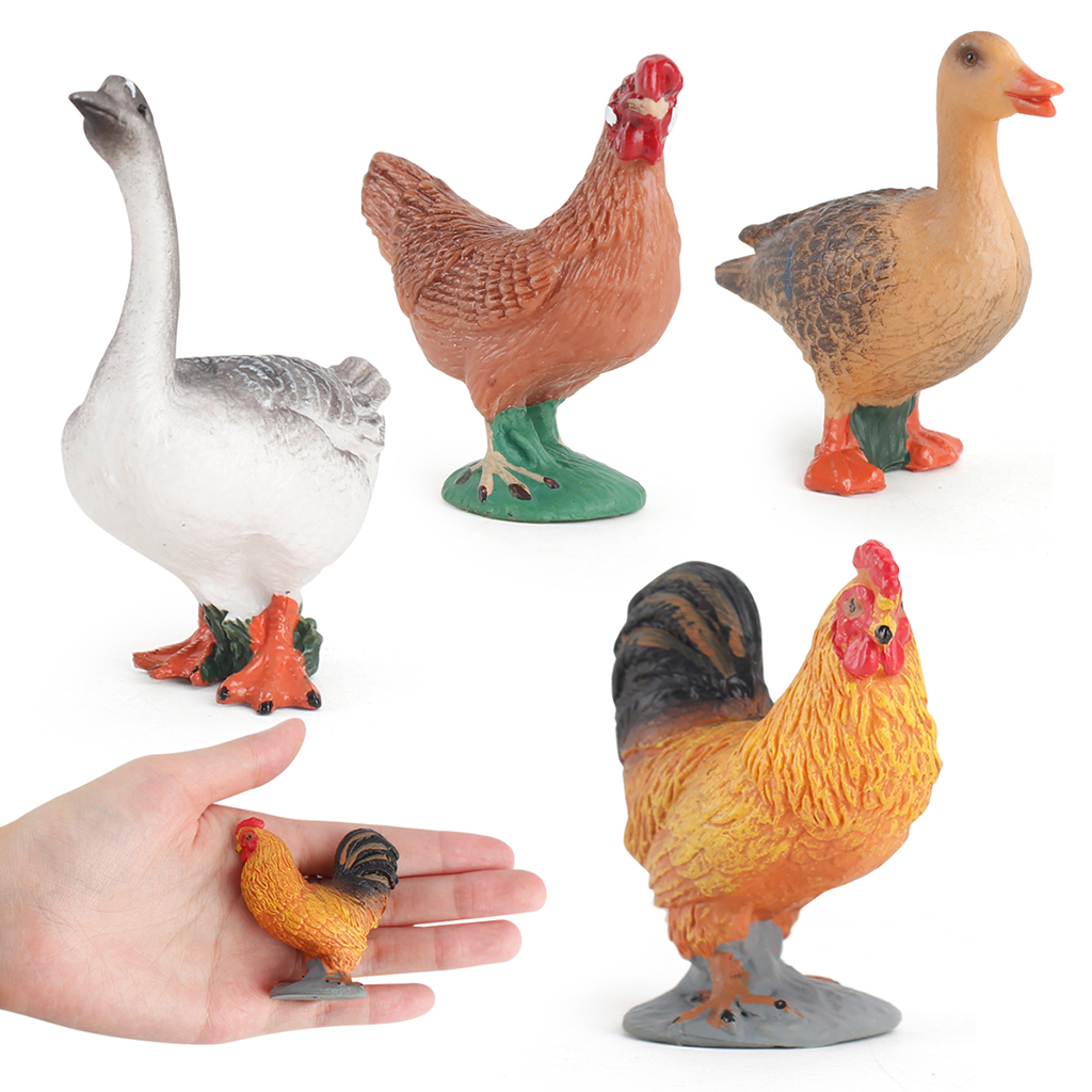 4pcs Poultry Farm Animal Model Figurine Kids Children Toy Decor Educational