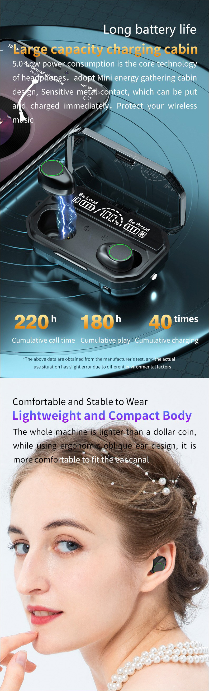 A16 Bluetooth Earphone Wireless TWS Touch Control Noise Reduction