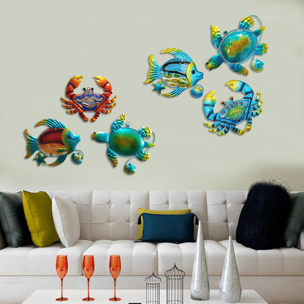 Metal Wall Decor Outdoor Wall Art,3Pc Turtle Fish  Wall Sculpture for Home,Bathroom,Bedroom,Garden,Pool,Patio,Deck,Balcony