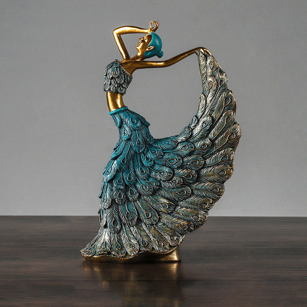 Home Decoration Accessories for Living Room Resin Peacock Dancer FigurinesDancing Girl Figures Sculpture Statue