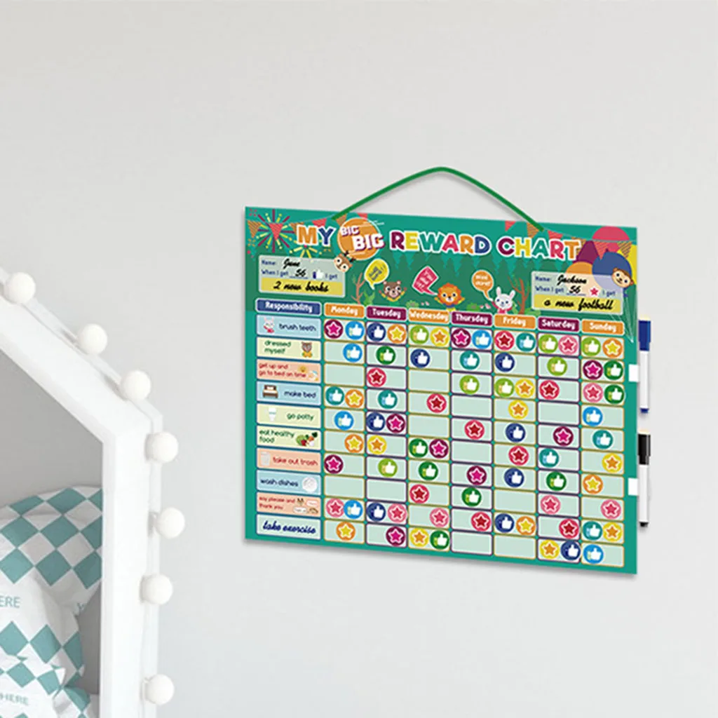 Creative Reusable  Rewards Chart Behavior Learning Toy Home for Kids