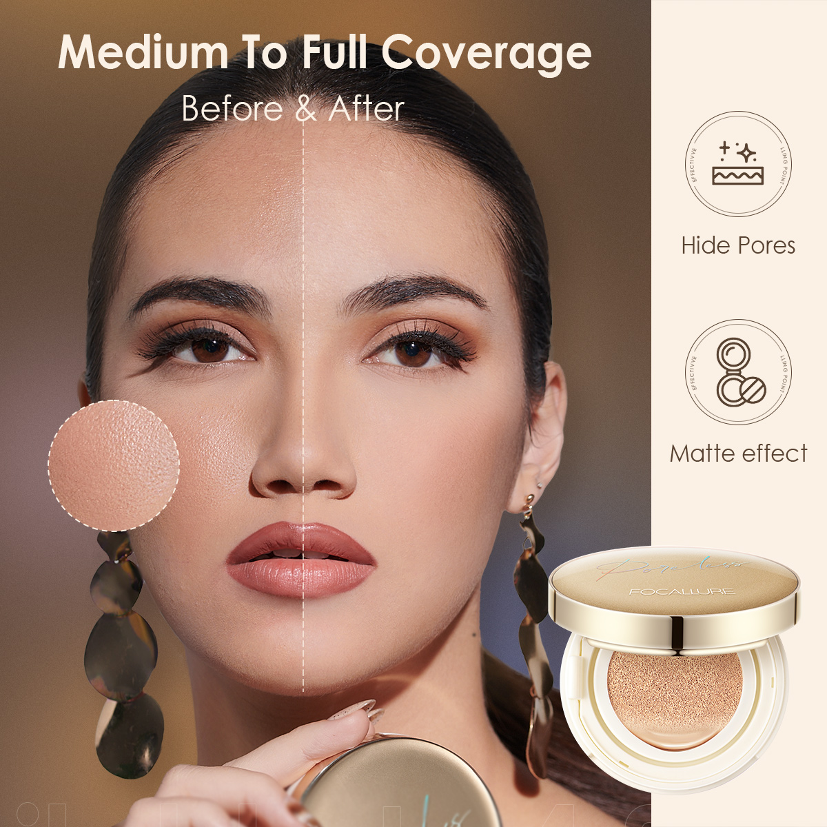 Best of FOCALLURE Poreless BB Air Cushion Whitening Foundation Base CC Cream Waterproof Brighten Matte Face Concealer Makeup Cosmetics Reviews & Tips - Image 2