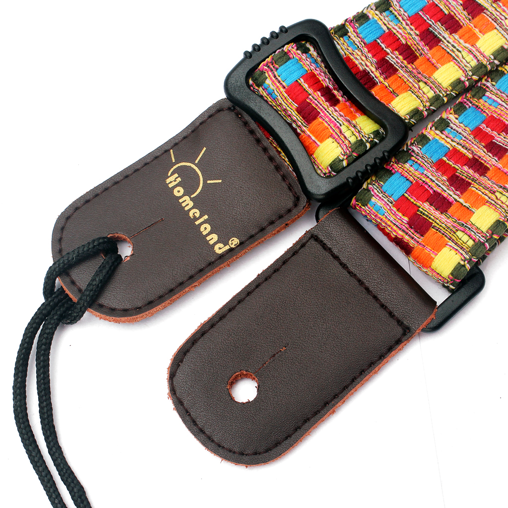 Tooyful Adjustable Stripy Strap Belt w Leather End for Ukulele Guitar Banjo Mandolin