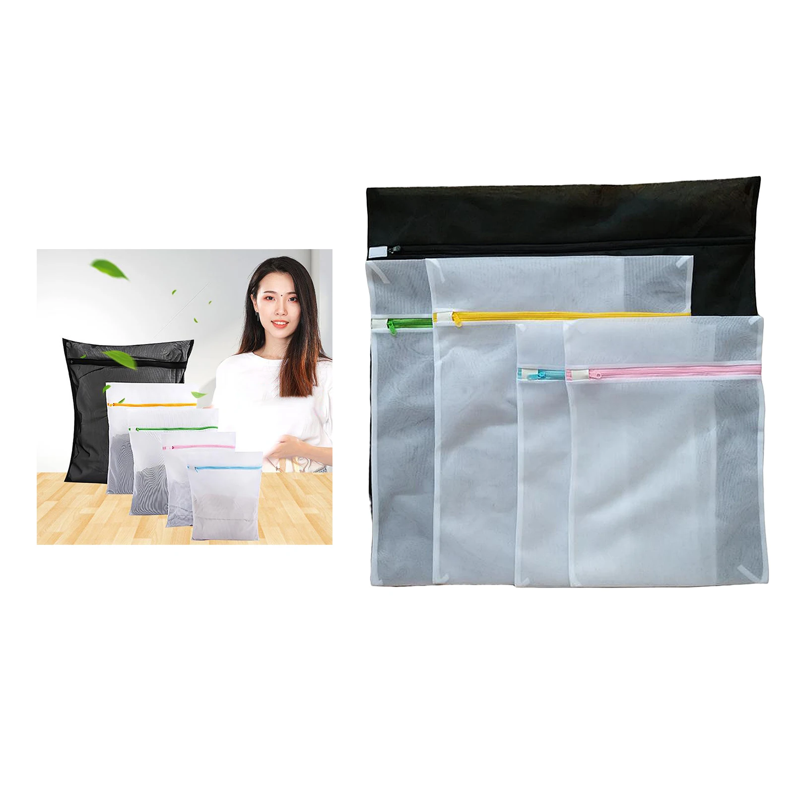 5Pcs Multi-Size Mesh Laundry Bags with Zipper Laundry Bag for Laundry Blouse