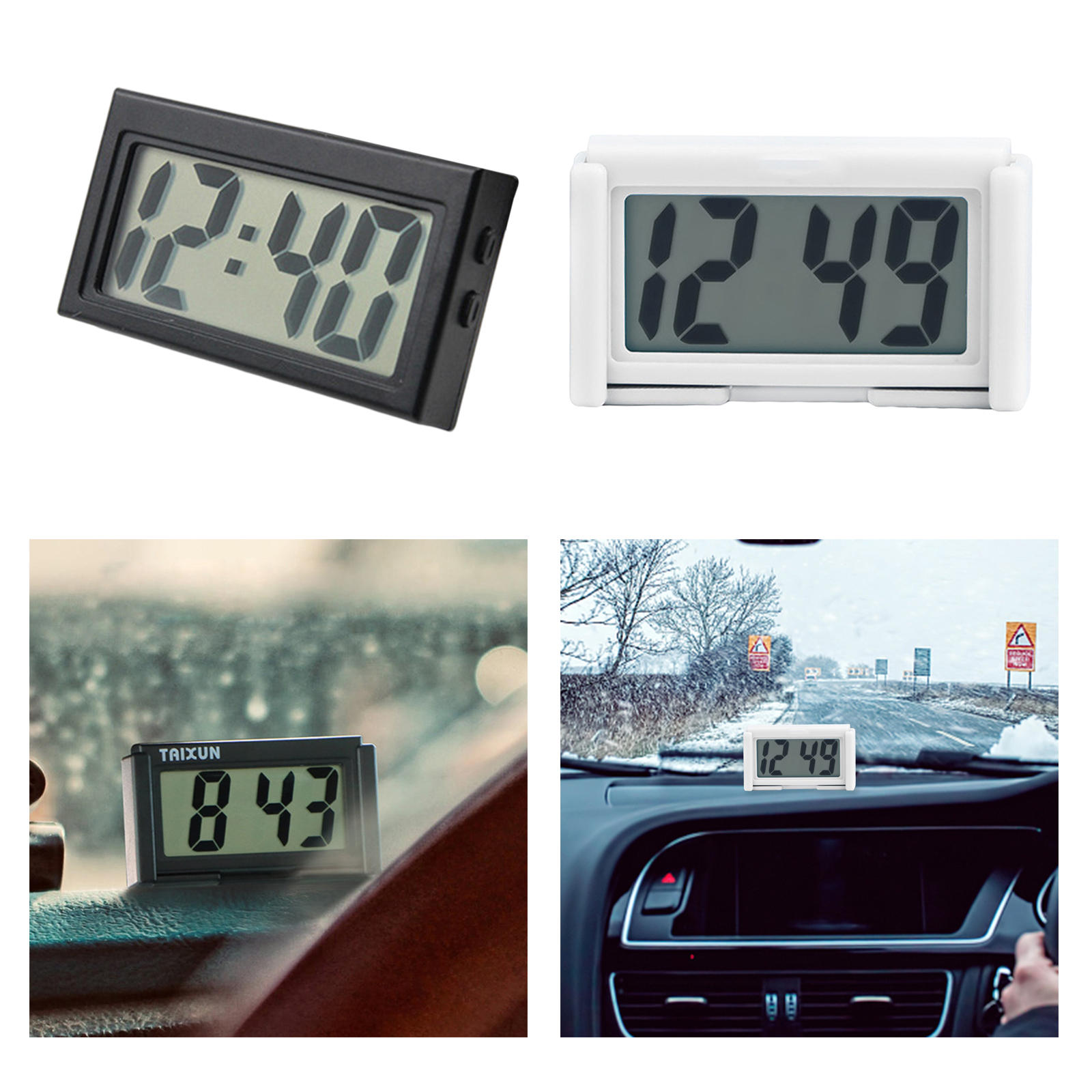Mini Car Clock Self-Adhesive Bracket LCD Screen Auto Car Truck Dashboard Time Vehicle Electronic Digital Clock Watch