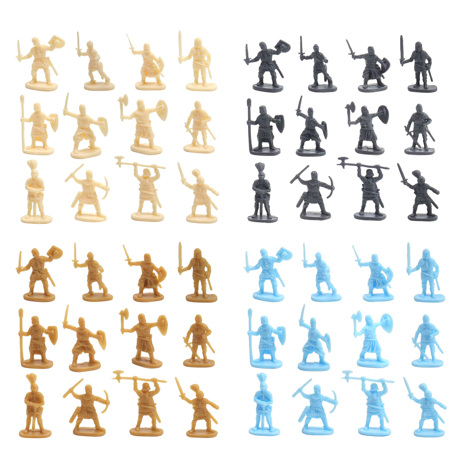 200Pcs Plastic Middle Ages Figures Soldier Warriors Sword and Shield Battle Scene 1:72 Scale Layout Dioramas