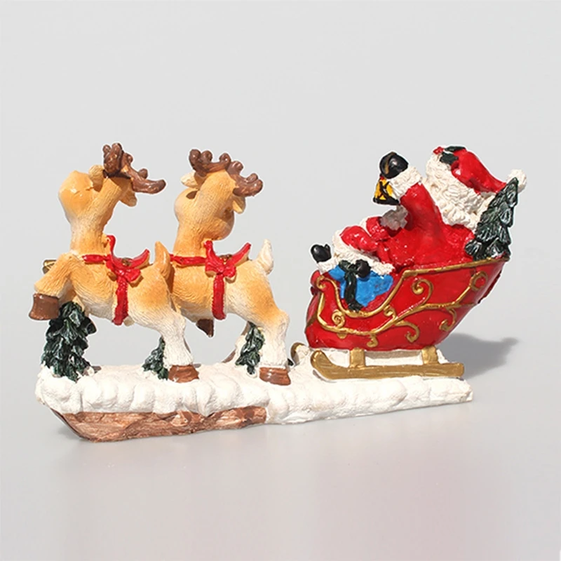 LIOOBO 5 PCs de Navidad de Resina Elk Tren de Trineo Estatua de Objetos en Miniatura Adornos de Escritorio Decoración para la Oficina en casa Decoración navideña 