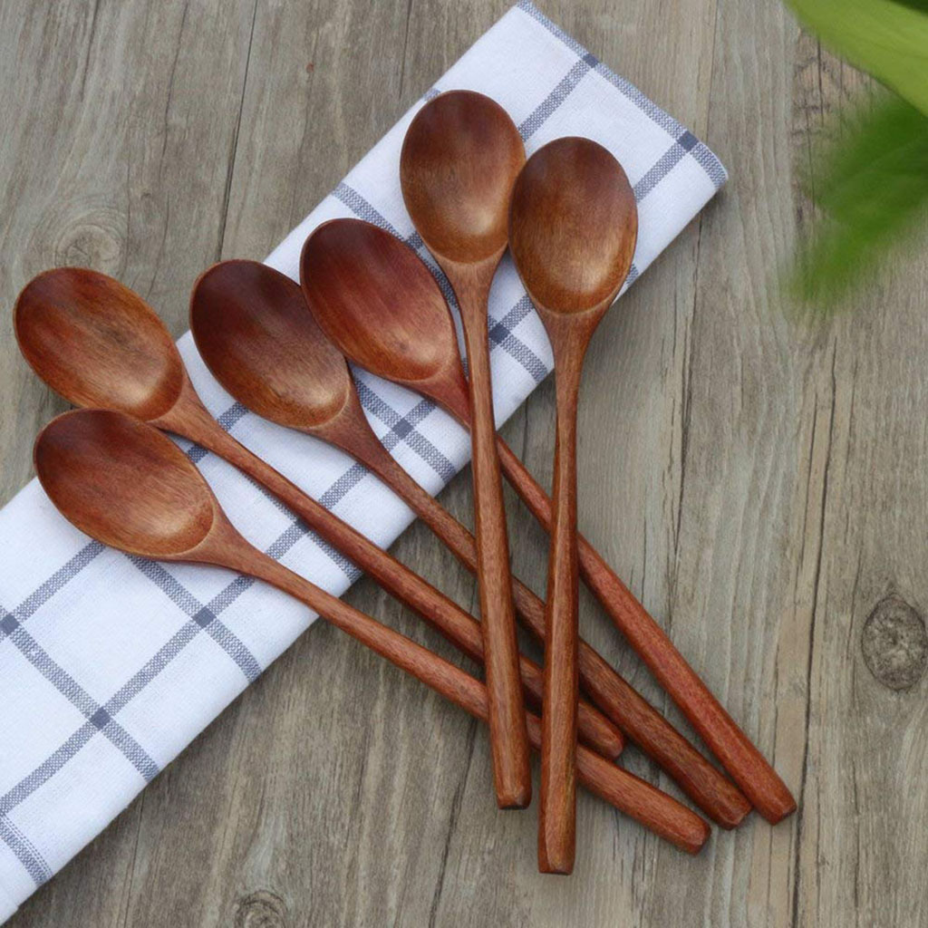 6PC Wooden Spoon Porridge Soup Home Restaurant Kitchen Cooking Tool Utensil Set