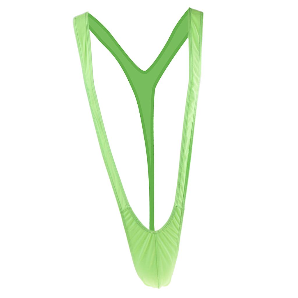 Men Fluorescent Green Mankini Underwear Borat Costume Swimwear Beachwear