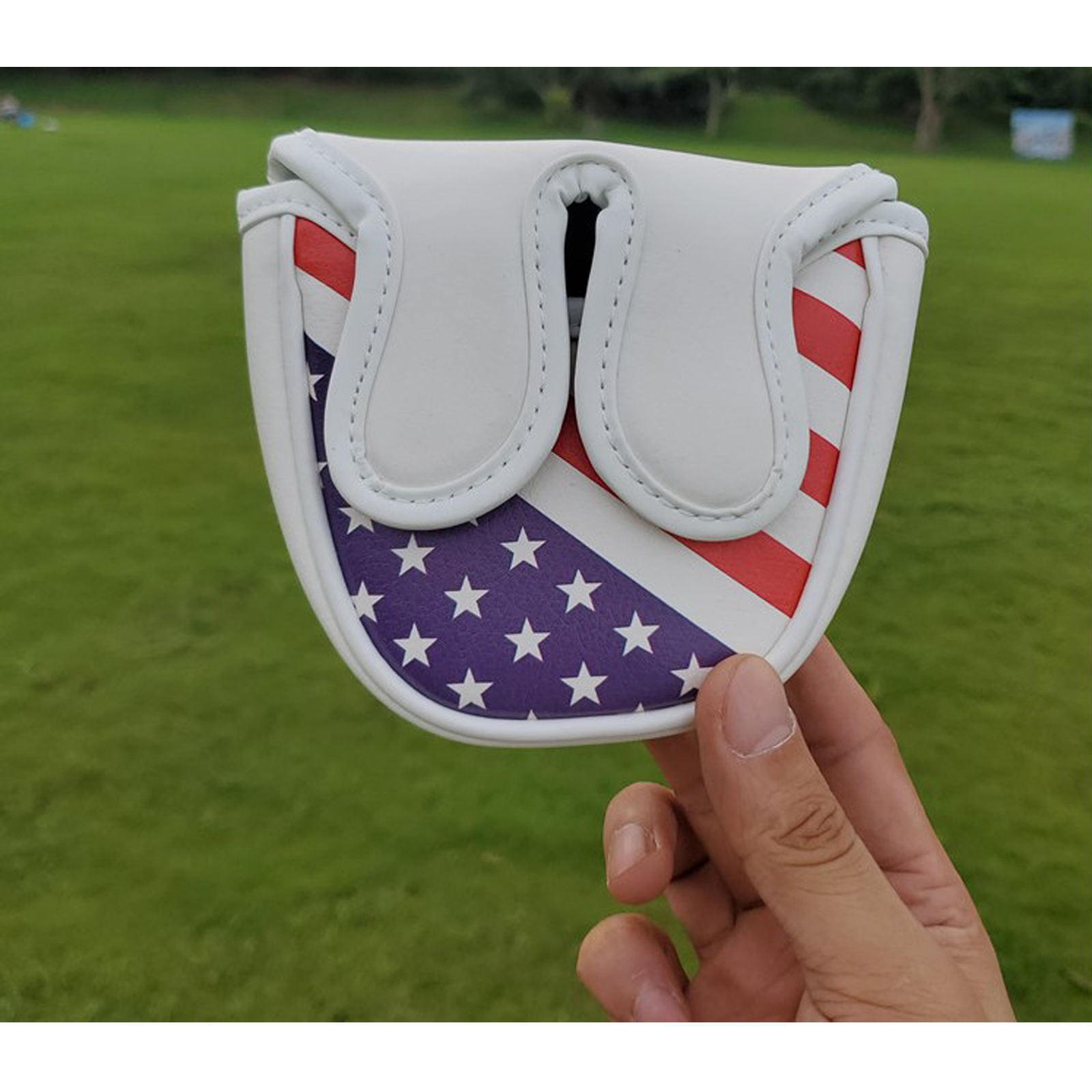 Golf Putter Head Cover Magnetic Mallet Blade Headcover USA Star Stripes Eagle Flag Design, Magnet Closure Fit All Golf Brands