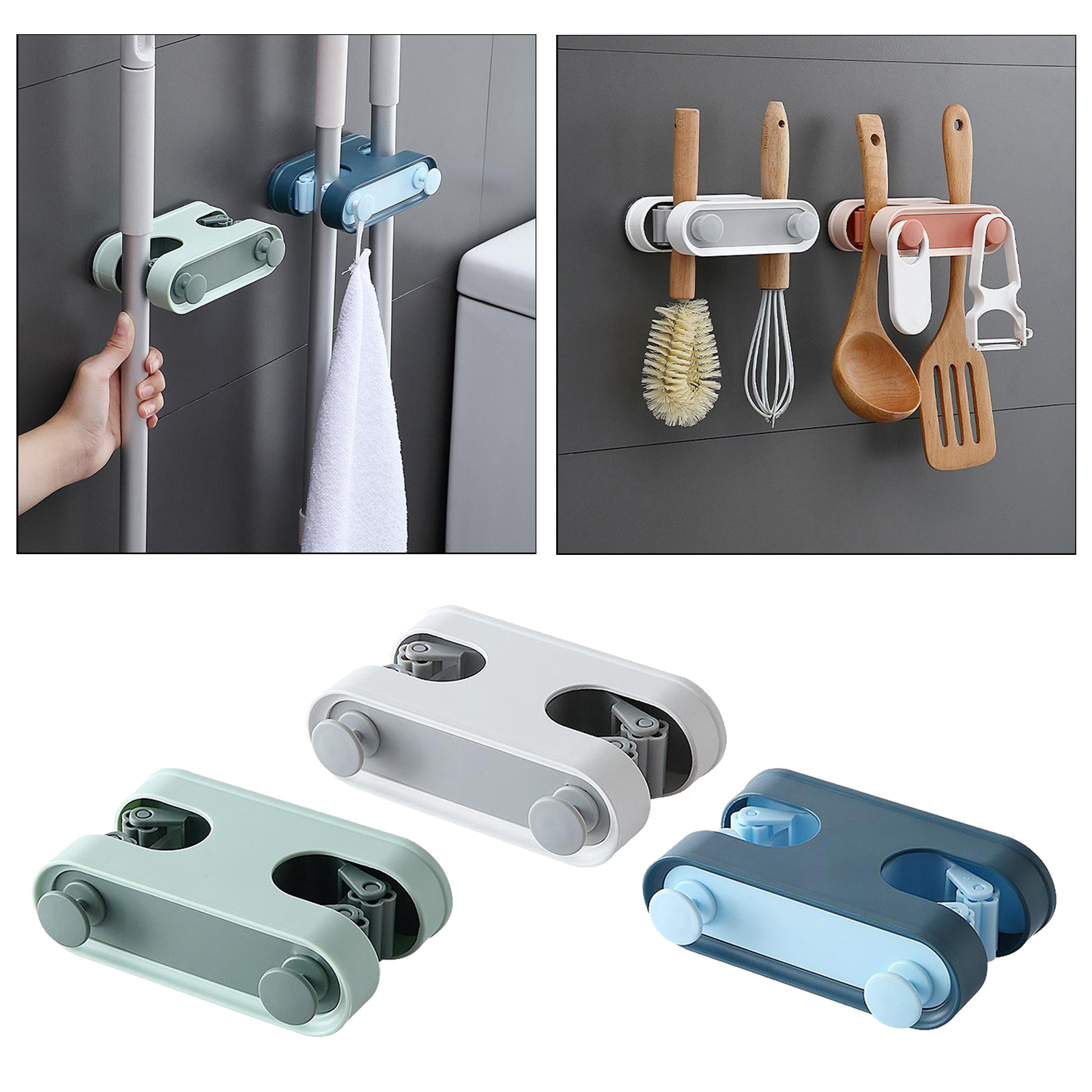 Broom Holder Wall Mounted, Mop Holders Broom Grippers Racks Hanger Anti- No Drilling Holder