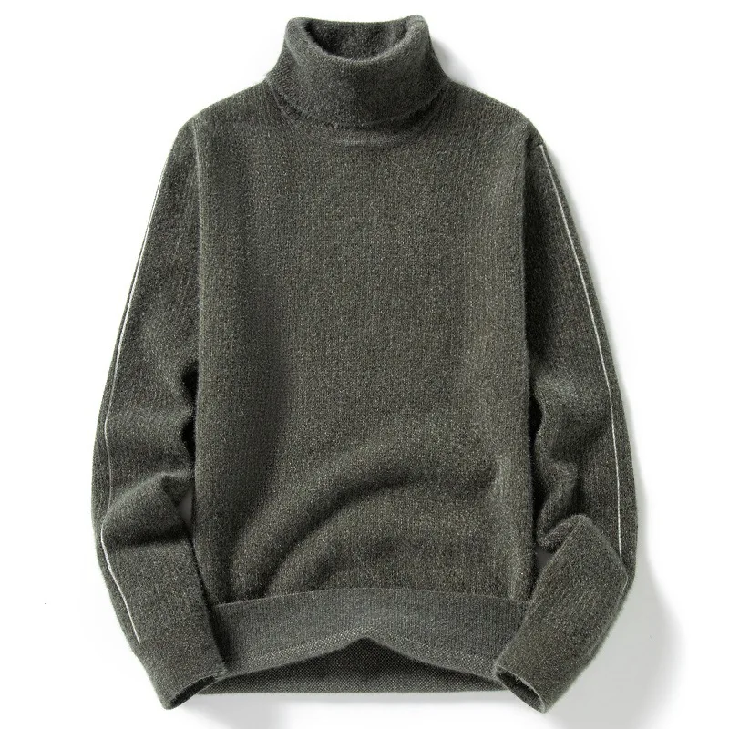 nova gola alta camisola masculina pulôver casual cor sólida de malha camisola preta moda outono inverno roupas masculinas suéter homem