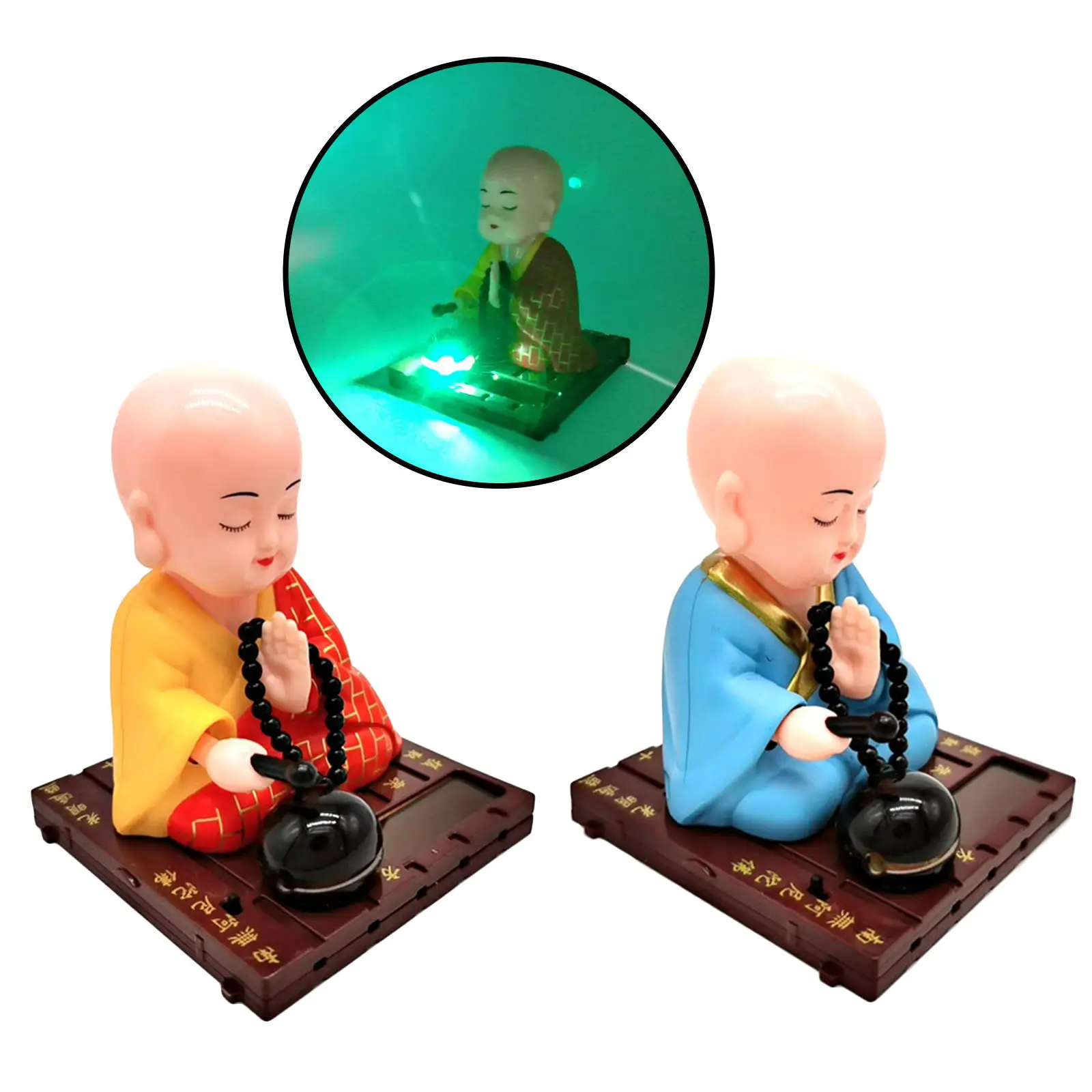 Solar Powered Toy Buddhist Monk Dance Swing Model Toy Dashboard Car Desk Ornament