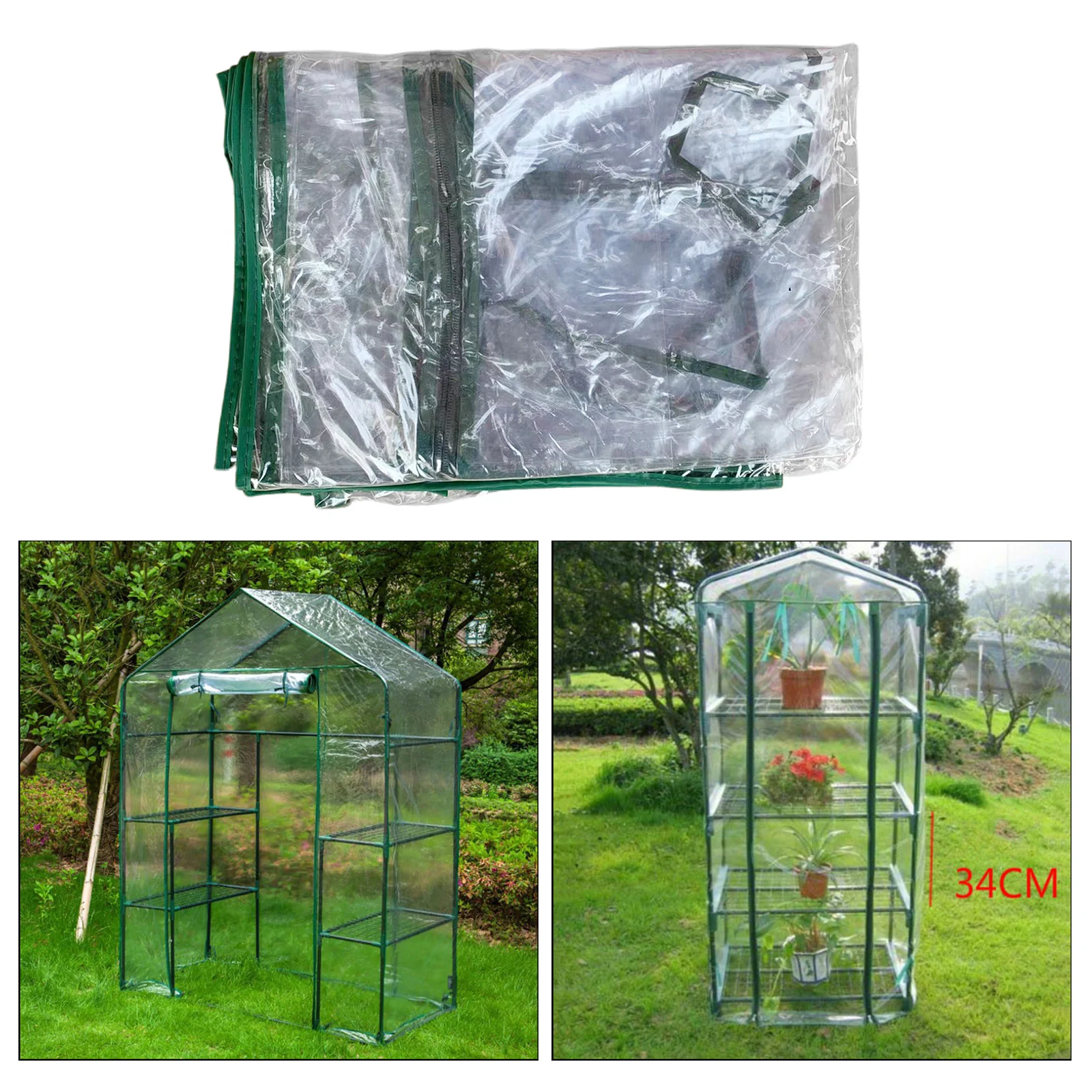 4 Tier Mini Greenhouse Walk In Grow Bag Green House PVC Cover Plastic Garden UK 