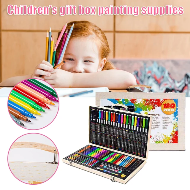 218 PCS Child Painting Set Brush Gift Box Color Pencils Compacts Markers  Crayons Oil Pastels Art Stationery Child Painting Set - AliExpress