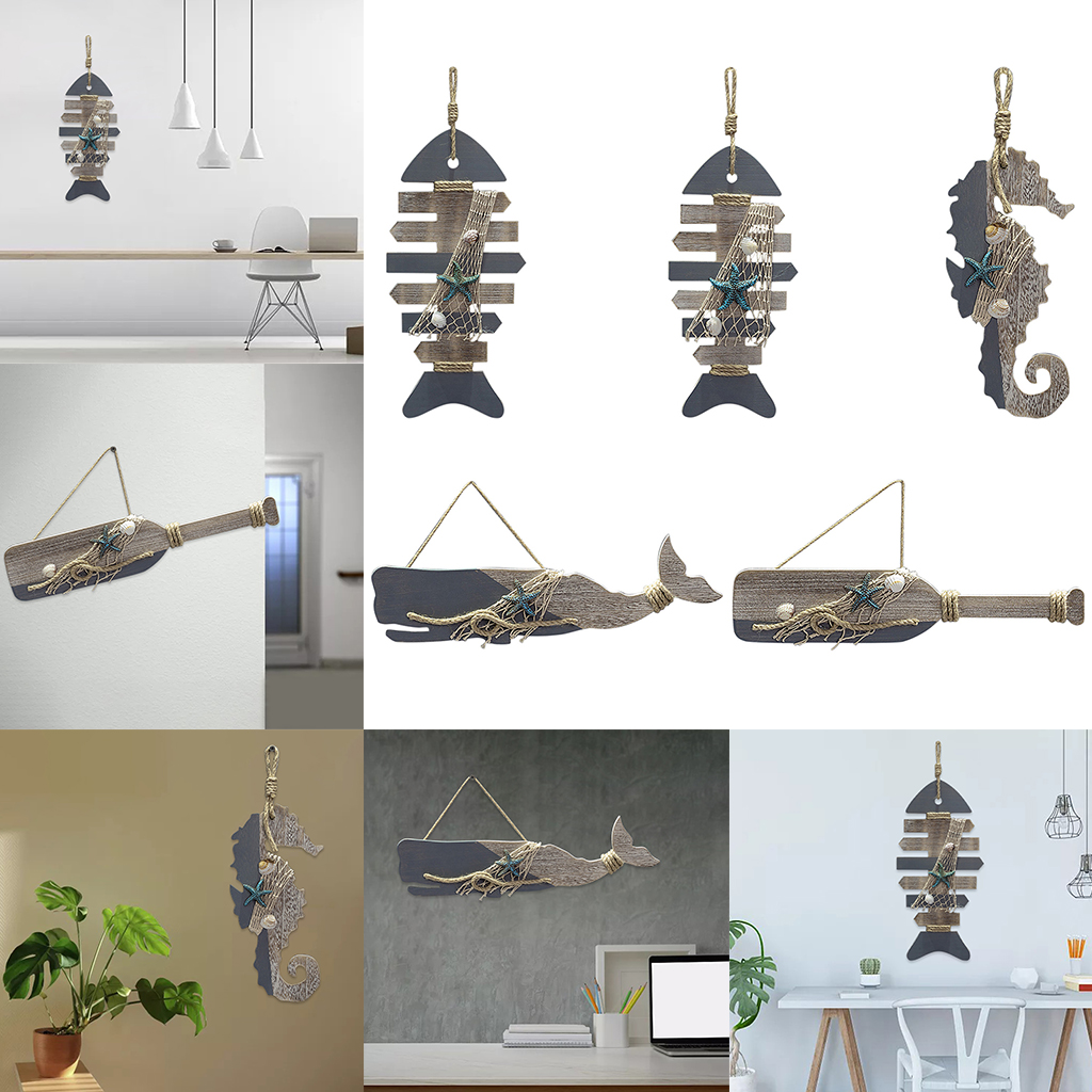 Graffiti Style Fish Shaped ing Pendants Wooden Decor Festival Ornament DIY Craft For Home Bar Hotel