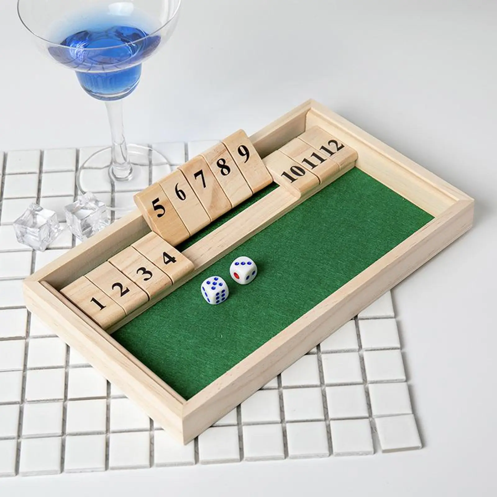 Shut The Box Wooden Board Dice Game with 12 Numbers  Tabletop Traditional Games Indoor Play Fun Game Entertainment