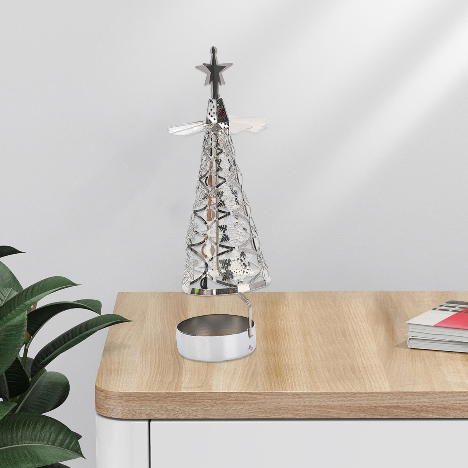 Holiday Rotating Candle Holder Candleholder Rotating Candlestick Tea Light Holder for Home Living Room Xmas Gifts Decoration