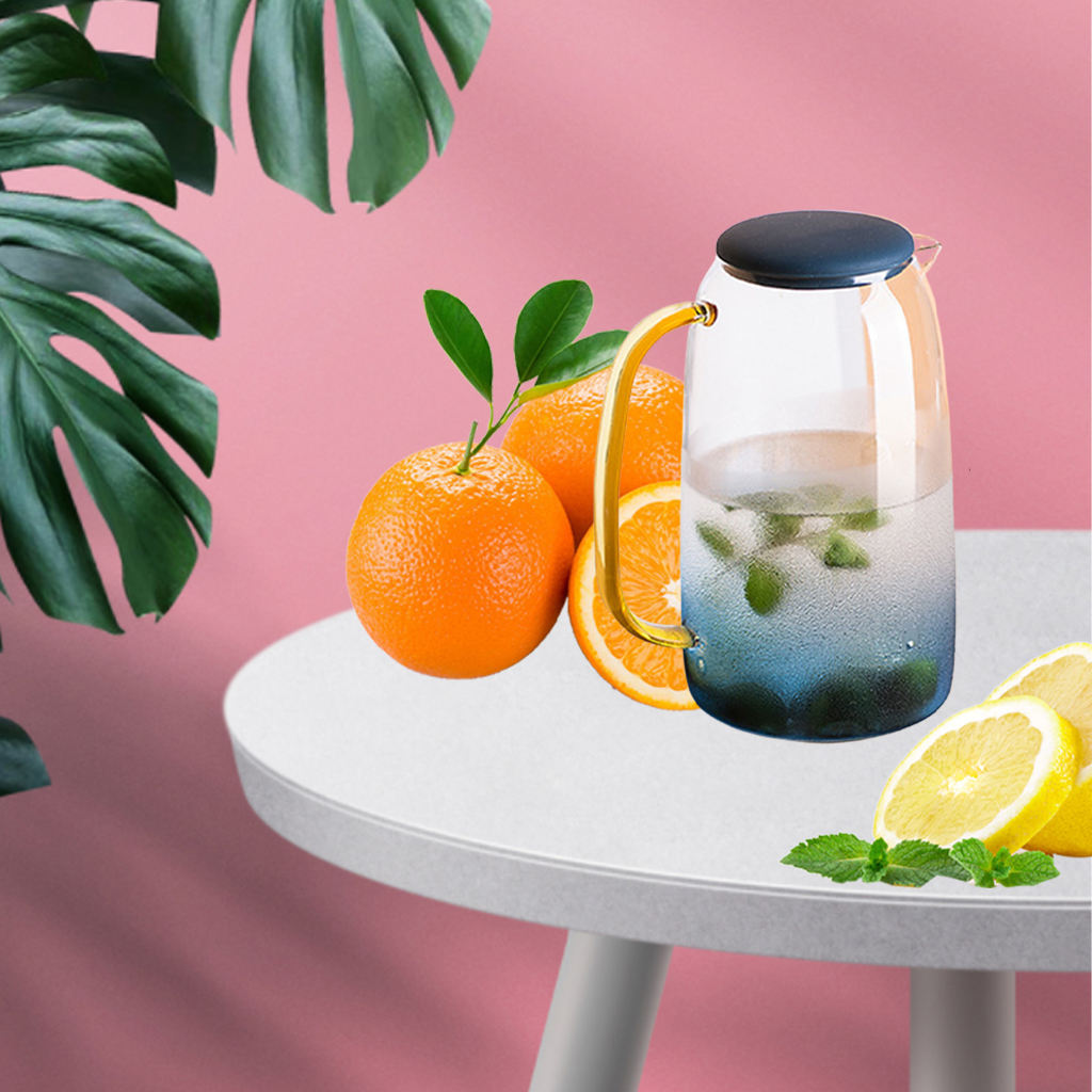 Beverage 1400ml Water Pitcher with Lid & Spout Drinking Cup Cold and Hot Water Carafe Jug with Handle for Coffee Tea Party