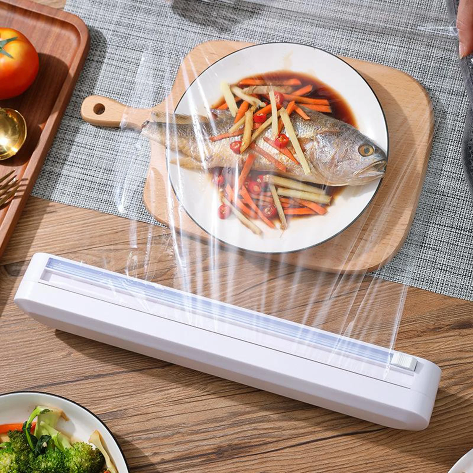 DIY Cling Film Storage Holder Restaurant Plastic Cutter Easy to Cut Kitchen Sealing Food Wrap Dispenser Cutting Box