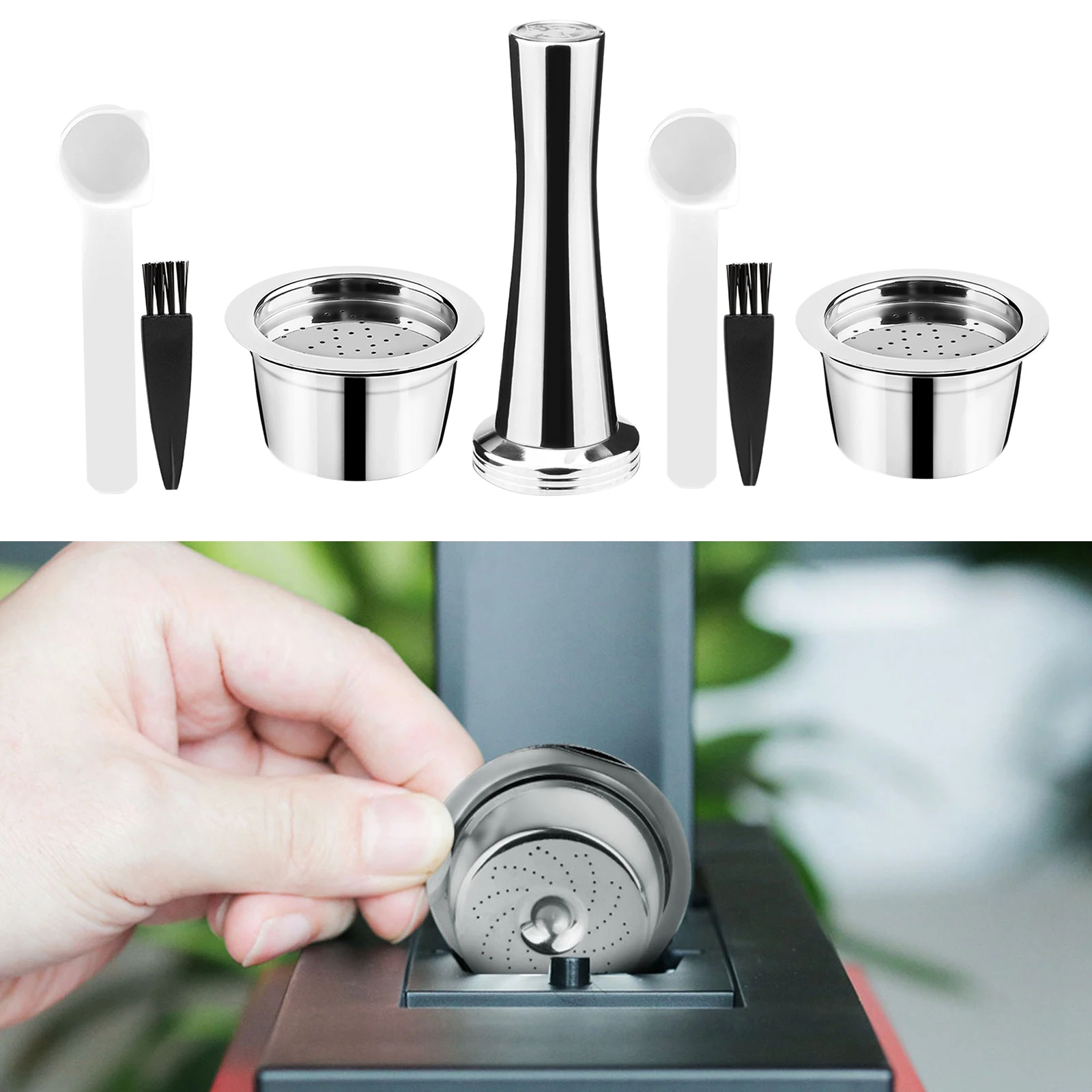 Stainless Steel Coffee Capsule For ALDI Expressi Refillable K-fee Coffee Pod Filters Brush Spoon