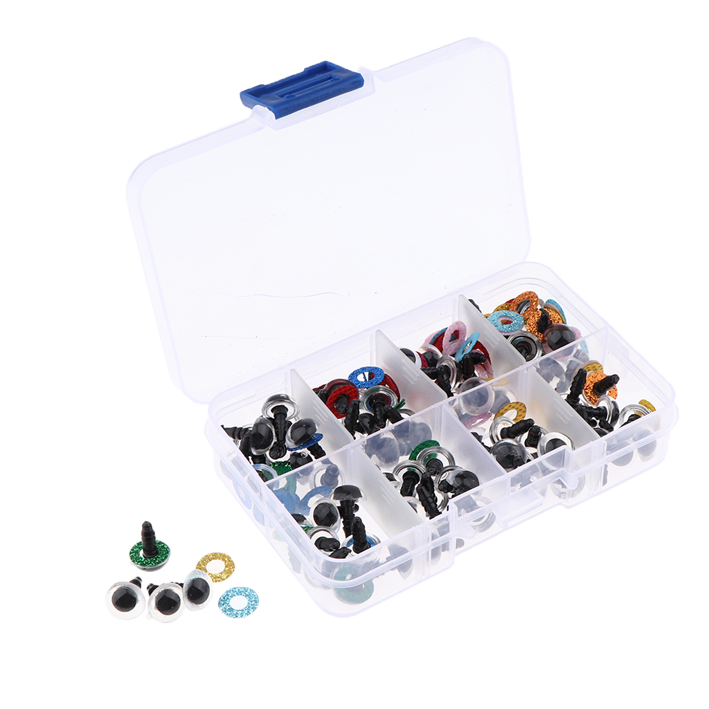 80 Pieces Safety Eyes with Glitter Nonwoven and Washer for Stuffed Toy 10mm