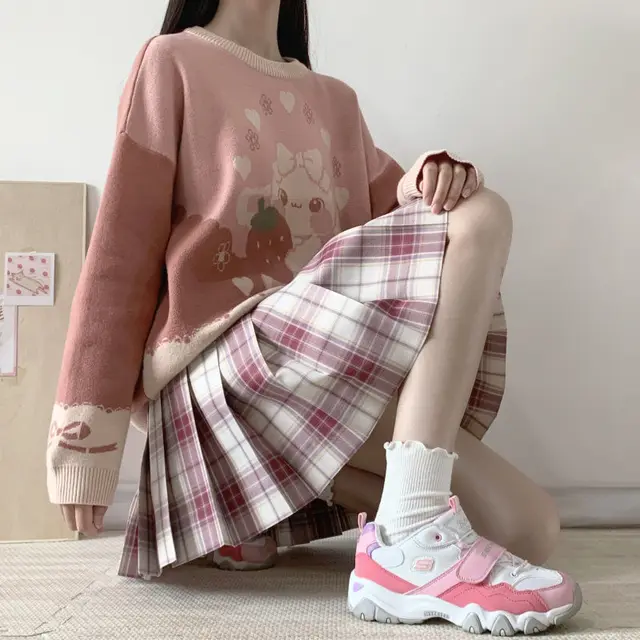 MINGLIUSILI Cartoon Print Kawaii Hoodie Autumn and Winter Fashion Plus  Velvet Pullover Women Cute Oversize Pink Anime Clothes