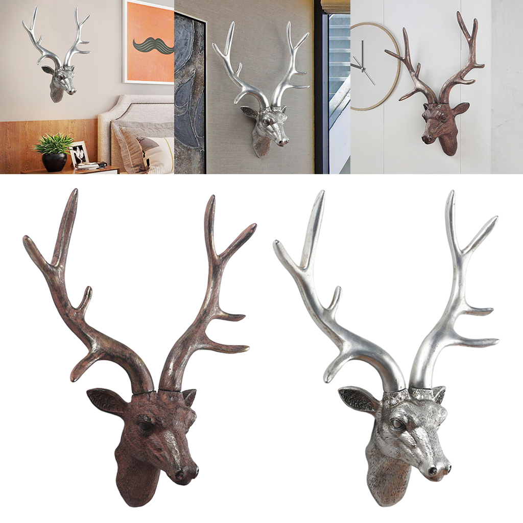 Resin Deer Head Wall Decor Deer Antlers Statue Nordic Home Decoration Decorative Art Office Bathroom Hotel Bar Accents Crafts
