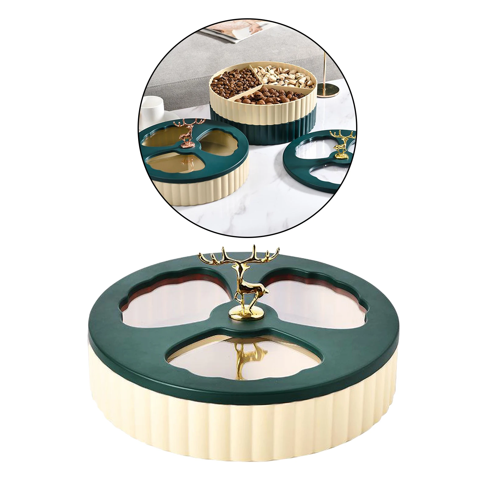 Rotating Snack Platter? 3 Sectional Candy Food Storage Box Organizer Nut