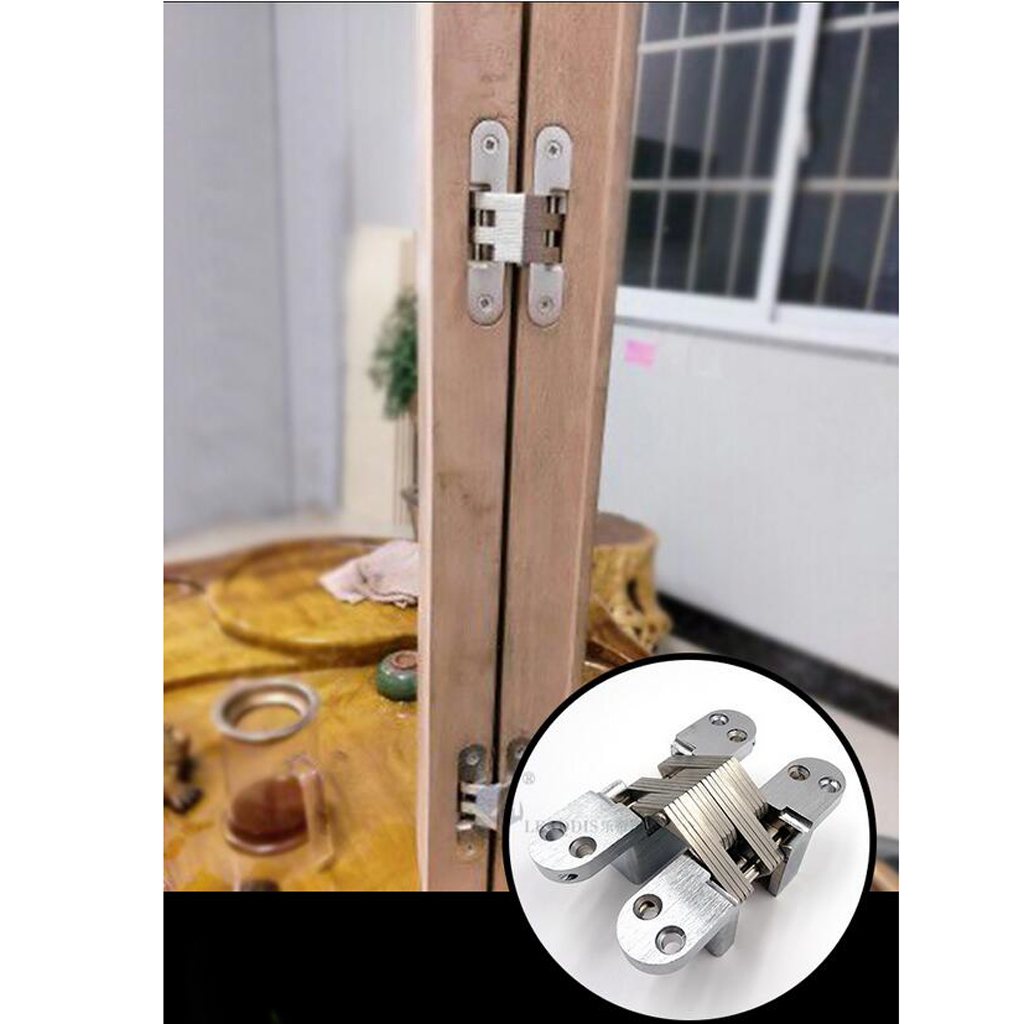 Heavy Duty Cross HStainless Steel Hidden Conceal Hinge Invisible Cross Door Worktop Hinges DIY