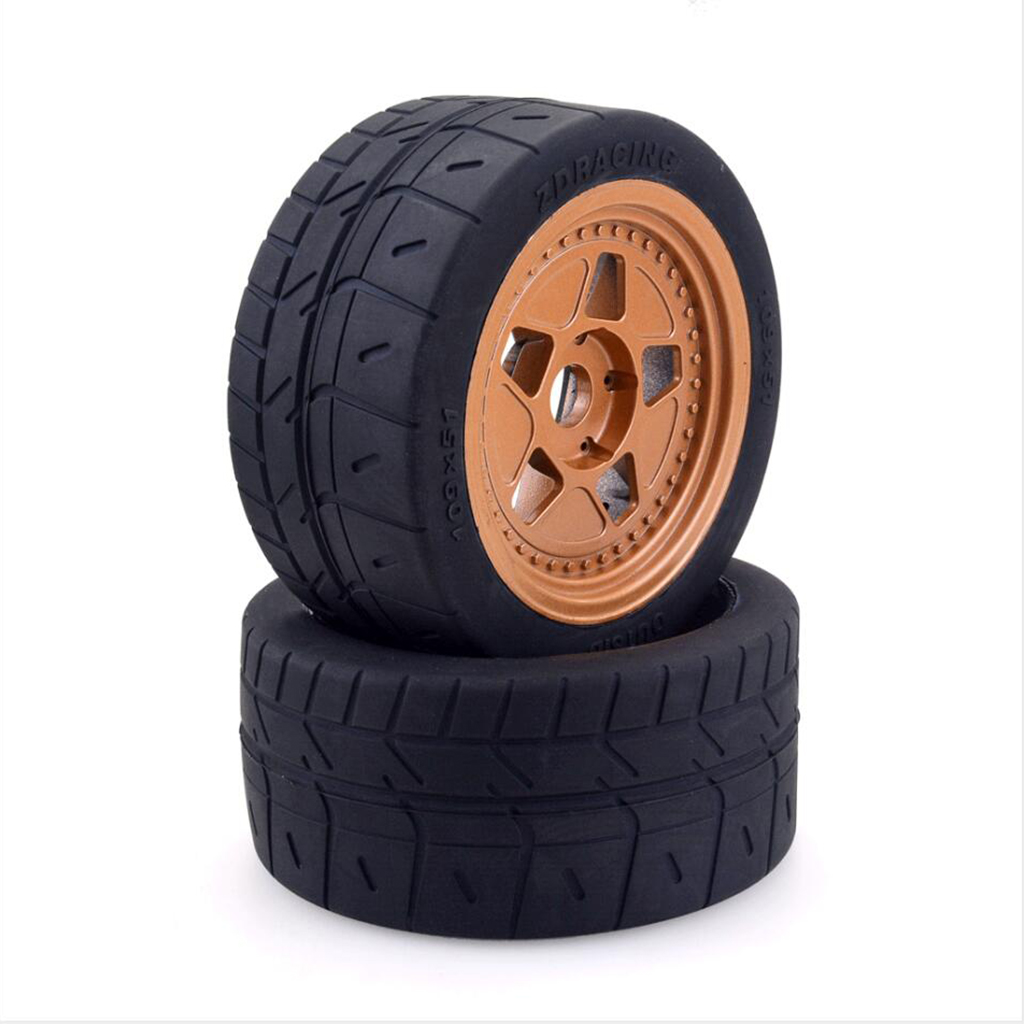2 Pack of RC Car Rubber Tyres Set for ARRMA ZD Racing 1:7 RC  On-Road Car Parts