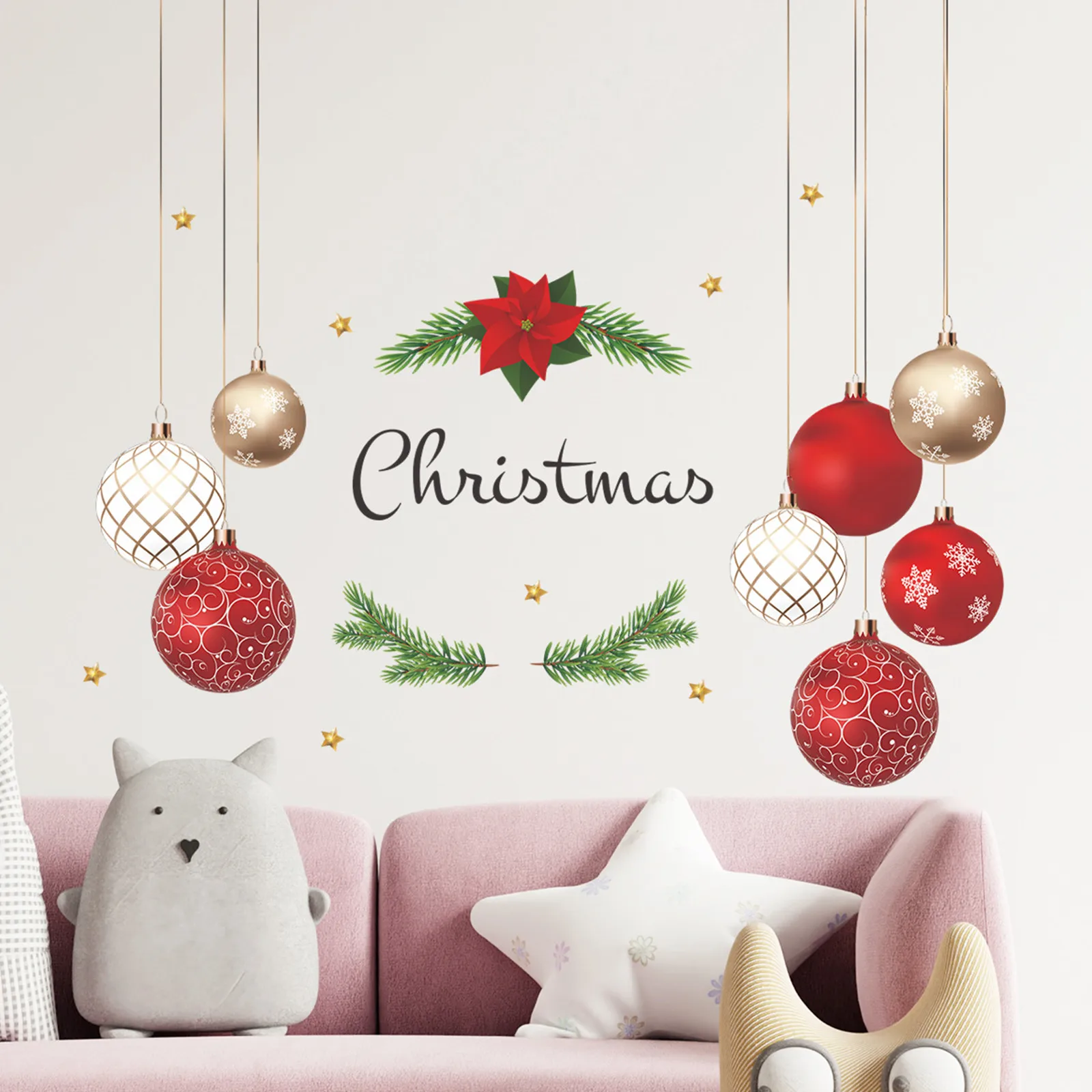 Merry Christmas 2018 Wall Hangings Sticker Ornaments Party supplier Dec for Home 