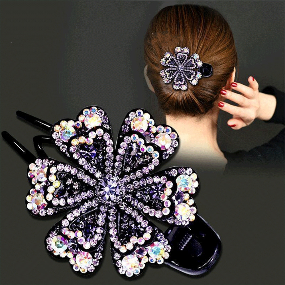 Best of 2022 New Hot Crystal Hairpin Women Hairclip Top Side Clip Rhinestones Duckbill Clip Hair Jewelry Wedding Girl Hair Styling Tools Reviews & Tips