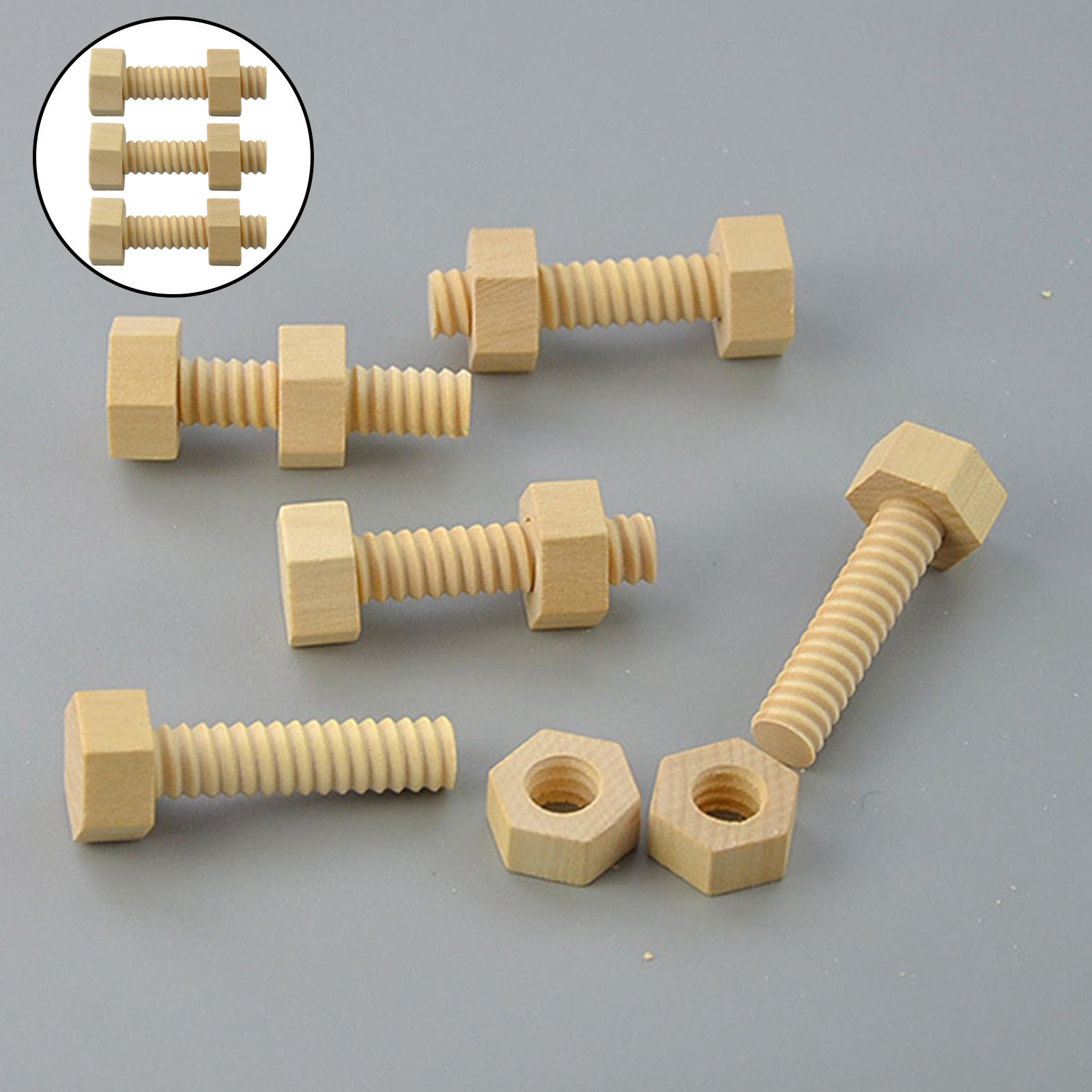 Screw Nut Assembling Toy Montessori Hands-On Skills Building Block Wood Screw Nut Toy for Baby