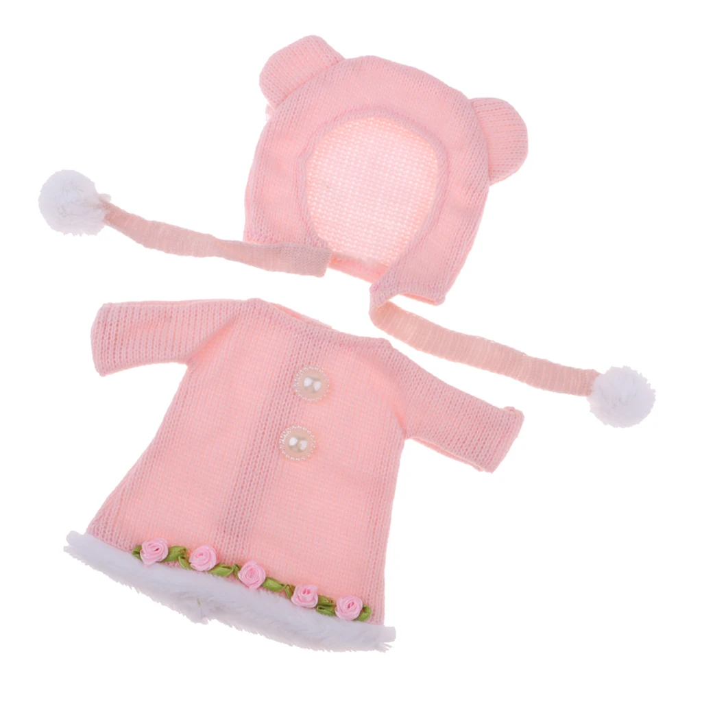 Doll Clothes Accessories Knit Skirt with Hat Outfit for 25cm MellChan Doll