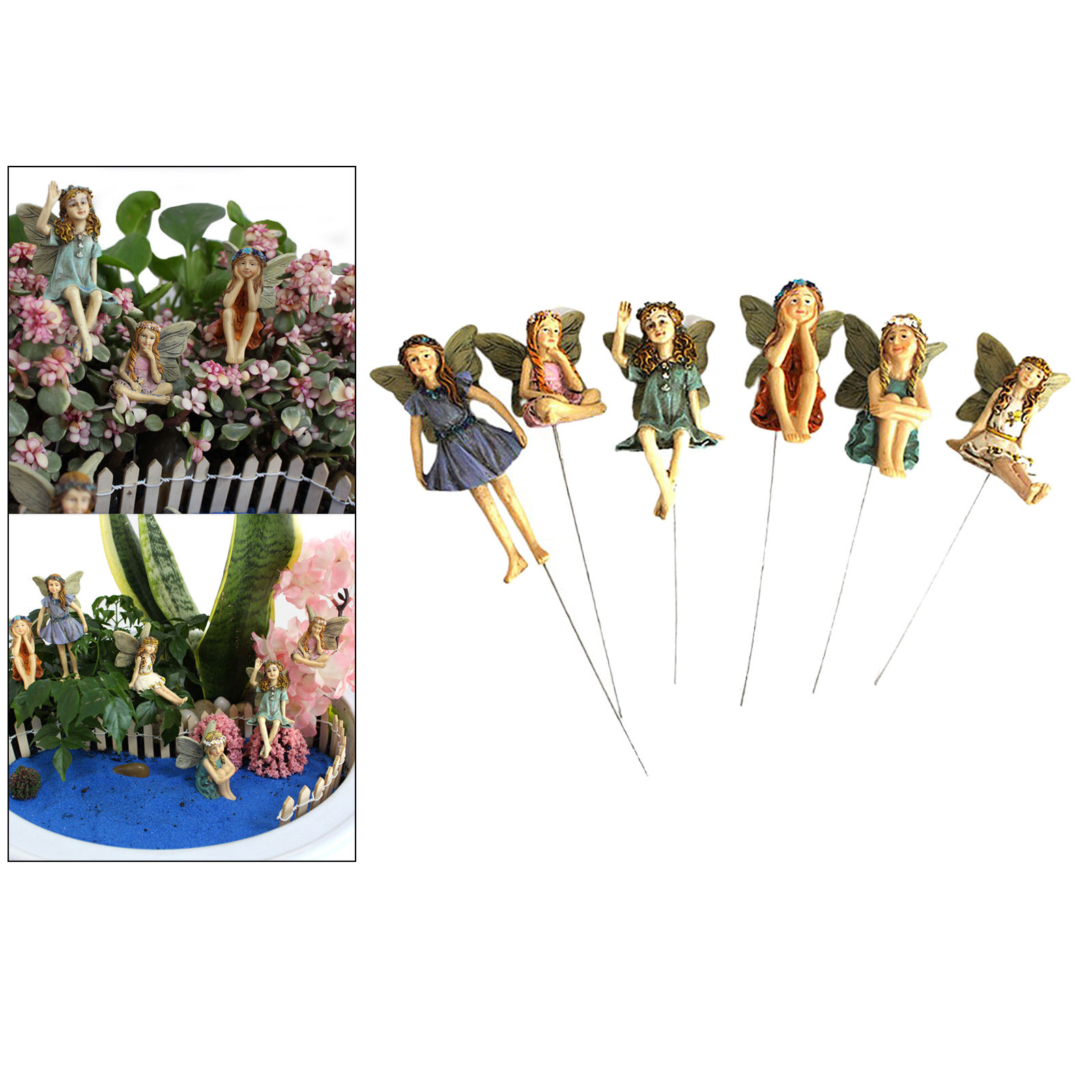 Set of 6 Flower Fairy Miniature Figurine Garden Ornament Outdoor Yard Decor House Accessories