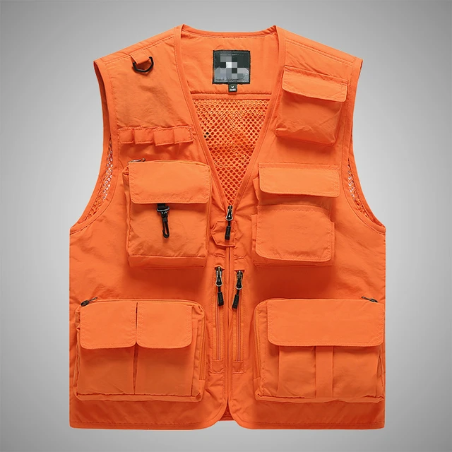 Summer Men Tactical Utility Vest Boys Red Outdoor V-neck Sleeveless Vest  Casual Hunting Fishing Vest Male Fashion Sportswear