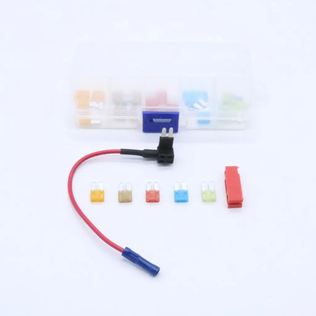 25 Pieces Car Micro2 Blade Fuse 5A 7.5A 10A 15A 20A with Add-a-circuit Fuse Holder