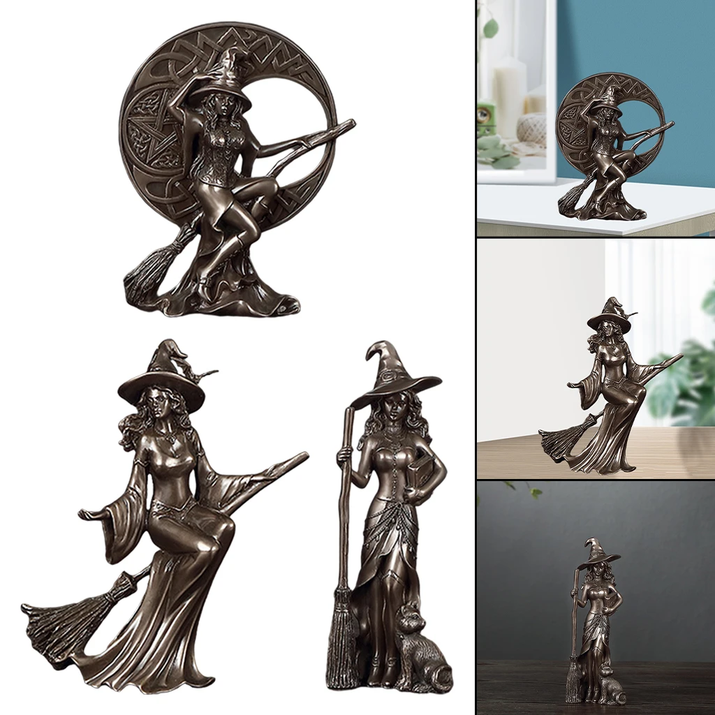 3D Western Abstract Witch Pentacle Statues Goddess Witchcraft Figurines Wizard Sculpture Home Decor Tabletop Ornament