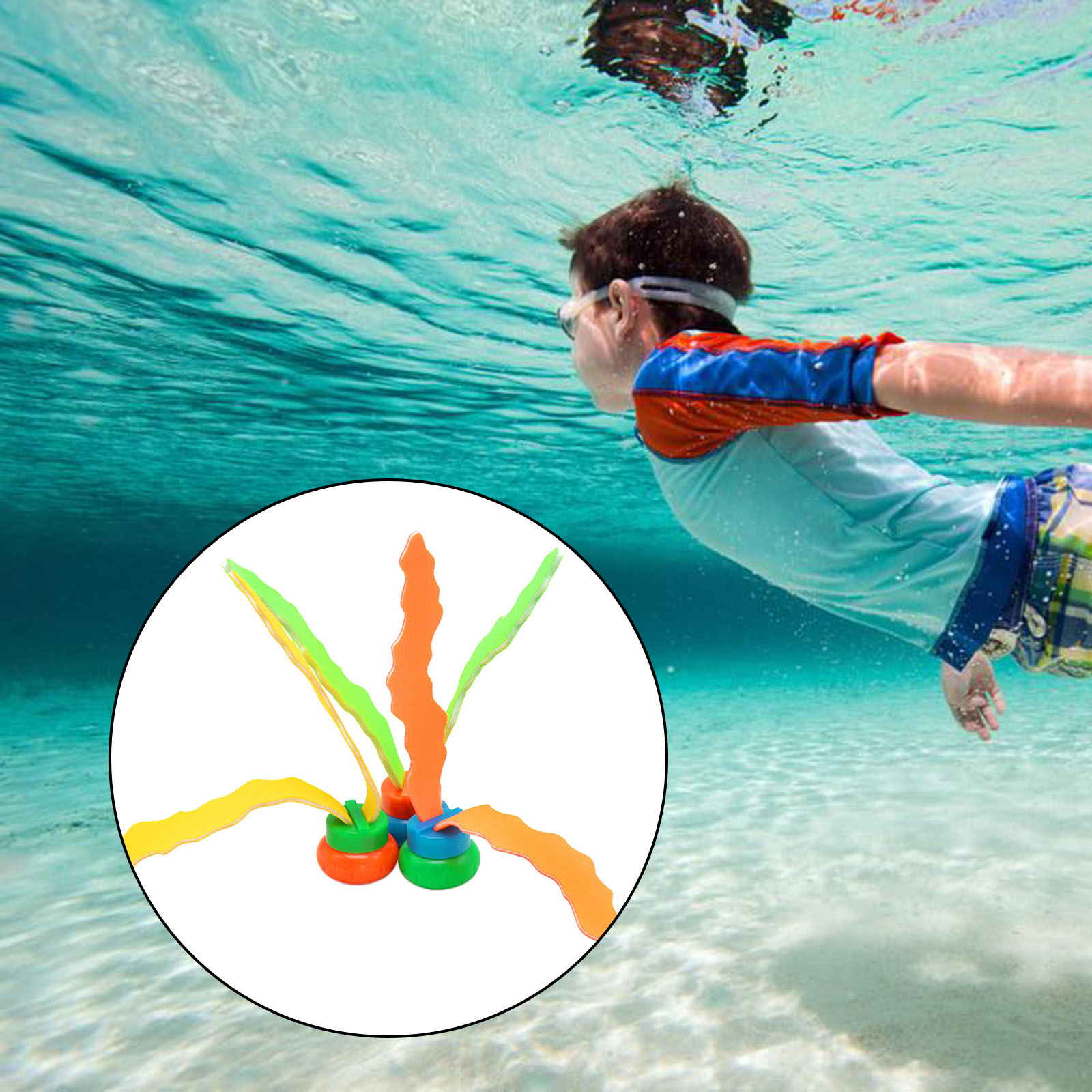 Set of 3 Kids Plants Diving Toy Sports Swimming Pool Grab Stick Sea Plant Shape Sinking Swimming Training Water Toys Gift