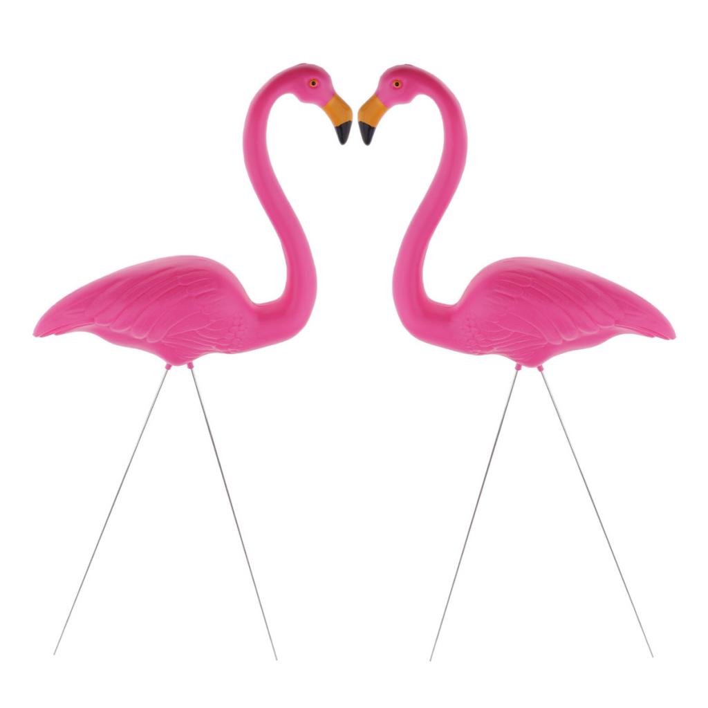 2pc Simulation Standing Flamingo Model Garden Backyard Pond Home Ornament