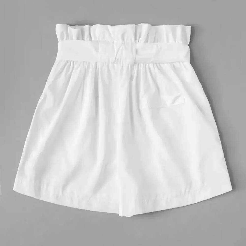 Women Shorts Comfy Drawstring Splice Casual Elastic Waist Pocketed Loose Short 2021 Feminino Pantalon Шорты Женские Mujer #YJ