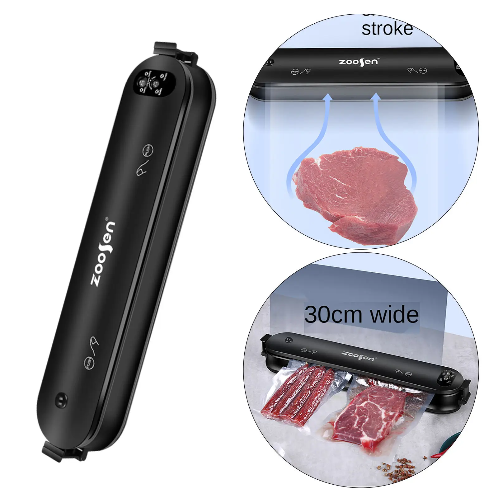 One-Touch Automatic Food Air Vacuum Sealer Machine, Max 30cm Width, Plug-EU 220V