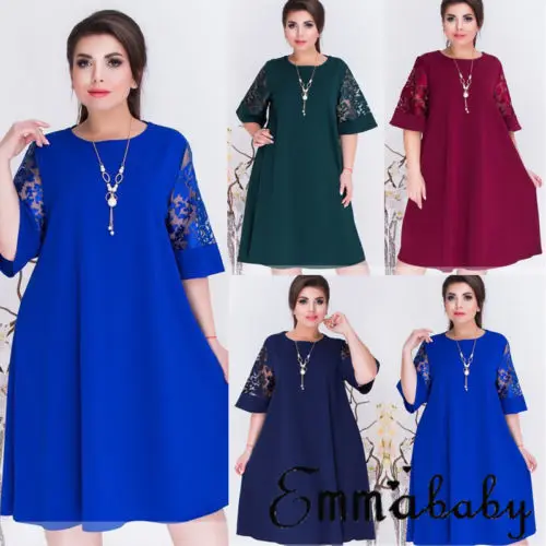 Brand New Women Casual Summer Plus Size Midi Dress Ladies Short Sleeve Loose Fit Casual A-Line Dresses Outfits XL-6XL t shirt dress