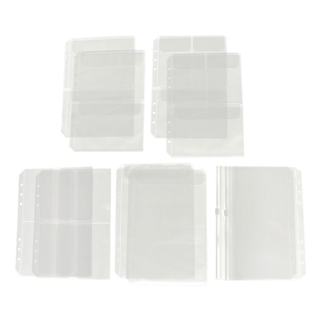 10Pcs A5 Clear PVC Binder Pockets Fit for 6 Rings Notebook Documents Cards Collection Bag